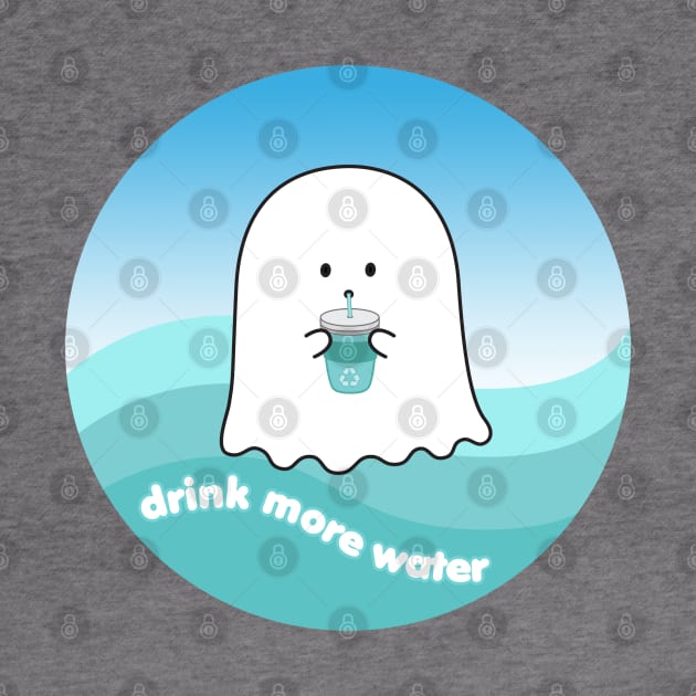 Gordie the Ghost (drink more water) | by queenie's cards by queenie's cards